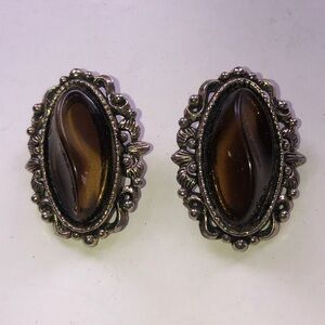 Vintage gorgeous  Butterscotch Stone Clip-On Earrings- gently used